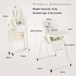 Gymax 4-in-1 Nursery High Chair Folding Feeding Chair With Footrest in Beige - thumbnail 2