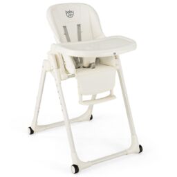 Gymax 4-in-1 Nursery High Chair Folding Feeding Chair With Footrest in Beige
