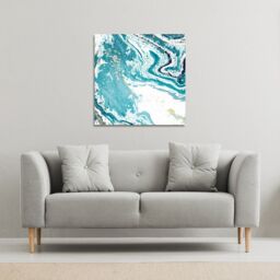 Benjamin Tate Design Blue Marble (Canvas Print) / 77 x 77 x 4cm in Natural - Size: 77 x 77 x 4 cm - thumbnail 1