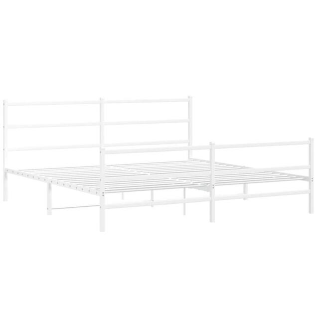 Berkfield Home Metal Bed Frame without Mattress with Footboard¬†White 193x203cm in White - Size: 193x203 cm - image 1