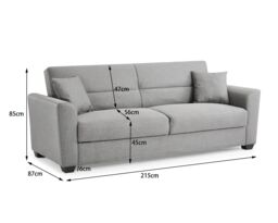 Home Detail Fallon Fabric Sofa Bed With Underseat Storage & Matching Cushions & Black Block Feet in Grey - thumbnail 5