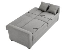 Home Detail Fallon Fabric Sofa Bed With Underseat Storage & Matching Cushions & Black Block Feet in Grey - thumbnail 6