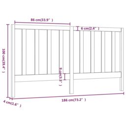 Berkfield Home Bed Headboard Black 186x4x100 cm Solid Wood Pine - Size: 186 x 4 x 100 cm - thumbnail 6