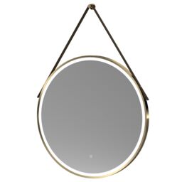 Balterley Round Framed LED Mirror & Demister & Strap, 800mm Brushed Brass/Brown in Metallics - thumbnail 1
