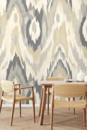 Origin Murals Watercolour Ikat Wall Mural in Grey - Size: W350 cm x H280 cm - thumbnail 1