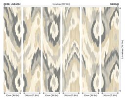 Origin Murals Watercolour Ikat Wall Mural in Grey - Size: W350 cm x H280 cm - thumbnail 4