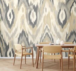 Origin Murals Watercolour Ikat Wall Mural in Grey - Size: W350 cm x H280 cm - thumbnail 3