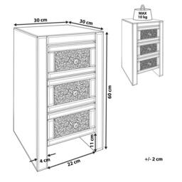 Wyld and Coco Silver Mirrored 3-Drawer Bedside Table 60 x 30 x 30 cm - thumbnail 3