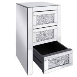 Wyld and Coco Silver Mirrored 3-Drawer Bedside Table 60 x 30 x 30 cm - thumbnail 5