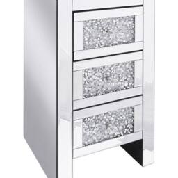 Wyld and Coco Silver Mirrored 3-Drawer Bedside Table 60 x 30 x 30 cm - thumbnail 2
