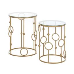 Wyld Haus Basu Gold Metal & Tempered Glass Nesting Tables Set of 2 - thumbnail 2