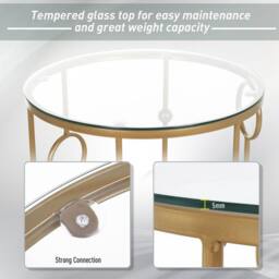 Wyld Haus Basu Gold Metal & Tempered Glass Nesting Tables Set of 2 - thumbnail 5