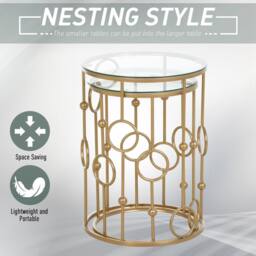 Wyld Haus Basu Gold Metal & Tempered Glass Nesting Tables Set of 2 - thumbnail 6