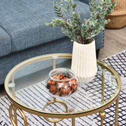 Wyld Haus Basu Gold Metal & Tempered Glass Nesting Tables Set of 2 - thumbnail 7