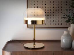 Angel Cerda Gold Steel Table Lamp with Clear Glass Dome, 24x42 cm - thumbnail 3