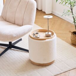 Nordlys Brown Wooden Base Pouf with Storage for Living Room - thumbnail 2