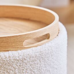Nordlys Brown Wooden Base Pouf with Storage for Living Room - thumbnail 3
