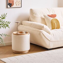 Nordlys Brown Wooden Base Pouf with Storage for Living Room - thumbnail 4