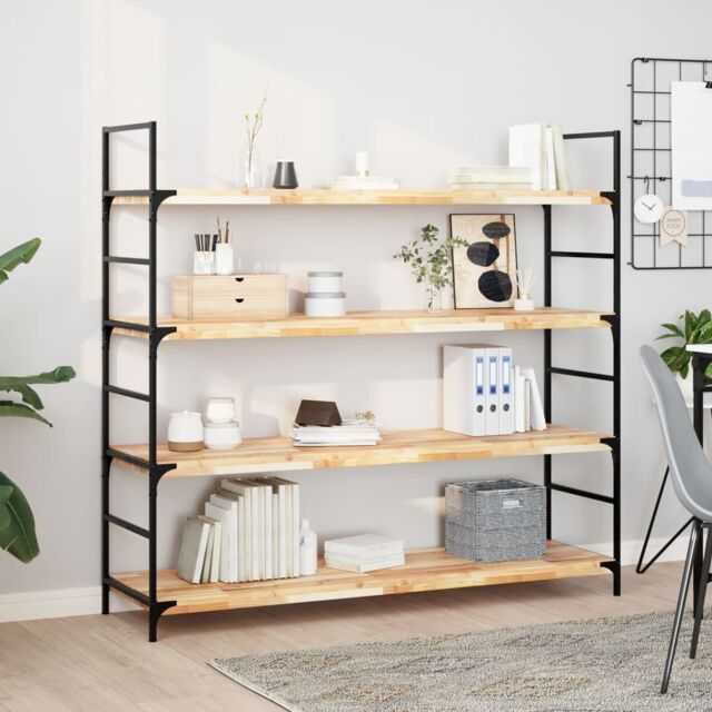 Berkfield Home Floating Shelf 140x40x4 cm Untreated Solid Wood Acacia in Brown - Size: 140 x 40 x 4 cm - image 1