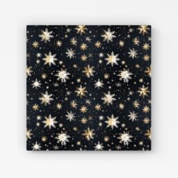 "Warren Reed - Designer Silver Gold Snowflake Pattern Canvas in Blue - Size: W16"" x H16""" - thumbnail 1