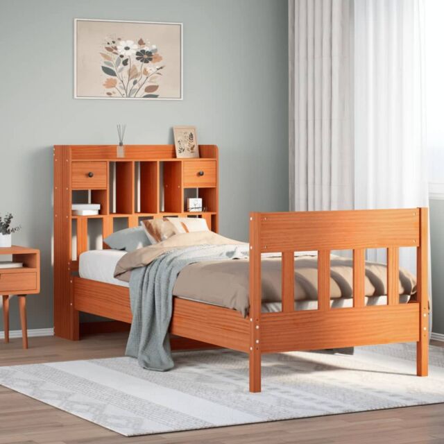Berkfield Home Bed Frame without Mattress Wax Brown 100x200 cm Solid Wood Pine - image 1