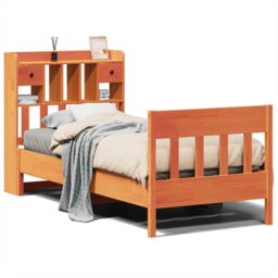 Berkfield Home Bed Frame without Mattress Wax Brown 100x200 cm Solid Wood Pine - thumbnail 2
