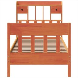 Berkfield Home Bed Frame without Mattress Wax Brown 100x200 cm Solid Wood Pine - thumbnail 4