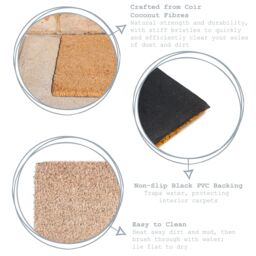 Nicola Spring Half Moon Coir Door Mats - 60 x 40cm - Rainbow Pastel Set of 2 - Size: 40 cm x 60 cm - thumbnail 3