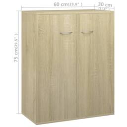 Berkfield Home Sideboard Sonoma Oak 60x30x75 cm Engineered Wood in Light Brown - Size: 60 x 30 x 75 cm - thumbnail 7