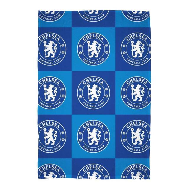 Chelsea FC Polyester Checkered Fleece Blanket in Blue - Size: Crib - image 1