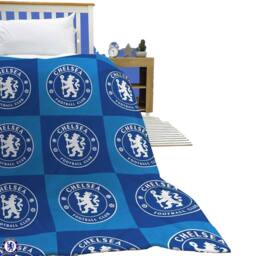 Chelsea FC Polyester Checkered Fleece Blanket in Blue - Size: Crib - thumbnail 3