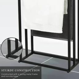VOGREX Black 3 Tier Free Standing Towel Drying Rail Stand Rack Storage - thumbnail 3