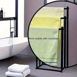 VOGREX Black 3 Tier Free Standing Towel Drying Rail Stand Rack Storage - thumbnail 4