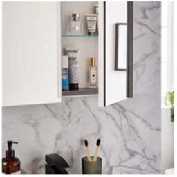 Clifton Silver Oak Mirror Bathroom Cabinet 60cm Wide in Light Grey - thumbnail 3