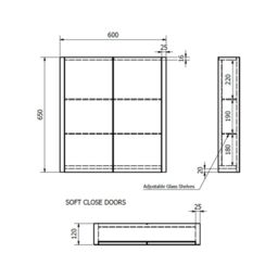 Clifton Silver Oak Mirror Bathroom Cabinet 60cm Wide in Light Grey - thumbnail 4