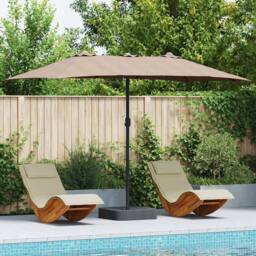 Berkfield Home Modern Garden Parasol Folding Taupe 385 x 209 x 244 cm Fabric - thumbnail 2
