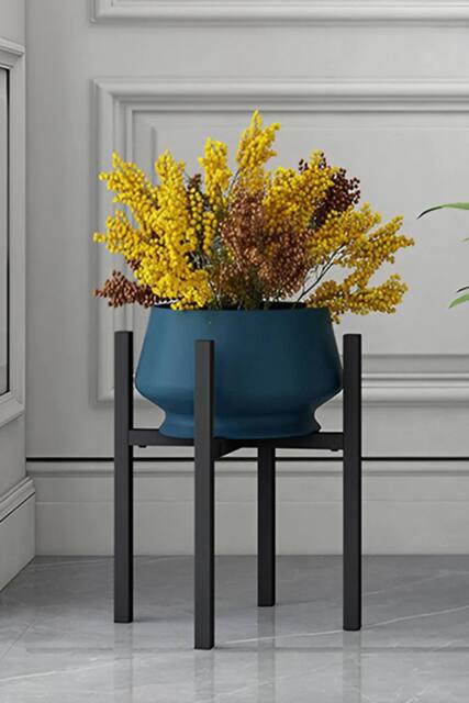 Living and Home Cross Adjustable Telescopic Metal Plant Stand Flower Pot Holder Detachable Rack Shelf in Black - image 1