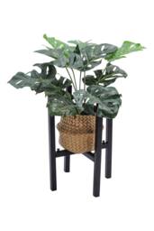 Living and Home Cross Adjustable Telescopic Metal Plant Stand Flower Pot Holder Detachable Rack Shelf in Black - thumbnail 6