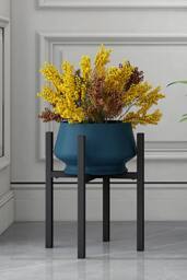 Living and Home Cross Adjustable Telescopic Metal Plant Stand Flower Pot Holder Detachable Rack Shelf in Black
