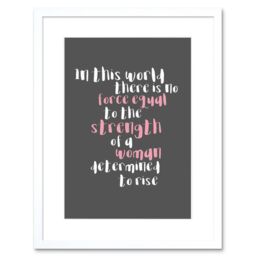"Artery8 Wall Art Print Woman Strength Determined Pink Framed in White - Size: W7"" x H9""" - thumbnail 1