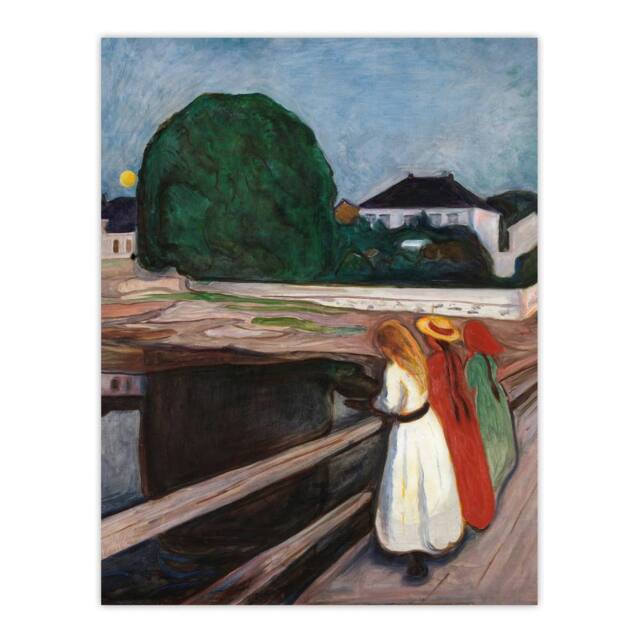 "Artery8 Young on the Bridge Munch Vintage Wall Art Print Poster - Size: W18"" x H24""" - image 1
