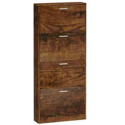 Berkfield Home Shoe Cabinet Smoked Oak 59x17x150 cm Engineered Wood in Brown - Size: 59 x 17 x 150 cm - thumbnail 5