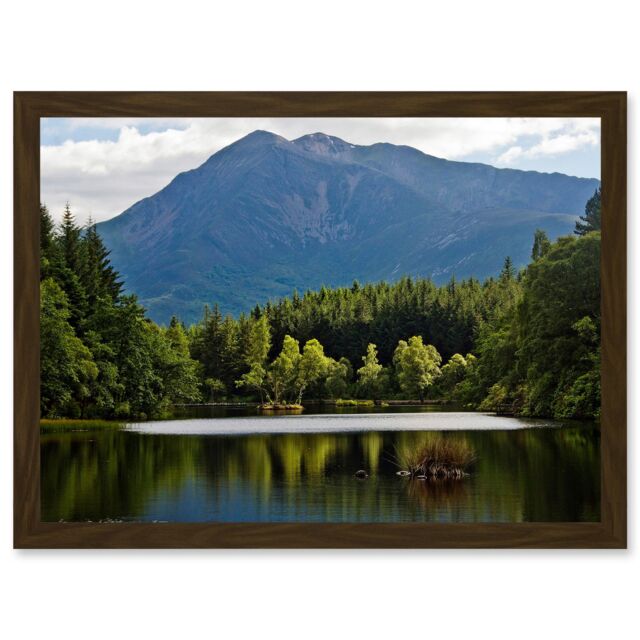 Artery8 Gillman Glencoe Lochan Highland Scotland Photo Landscape UK Artwork Framed Wall Art Print A4 in Brown - image 1