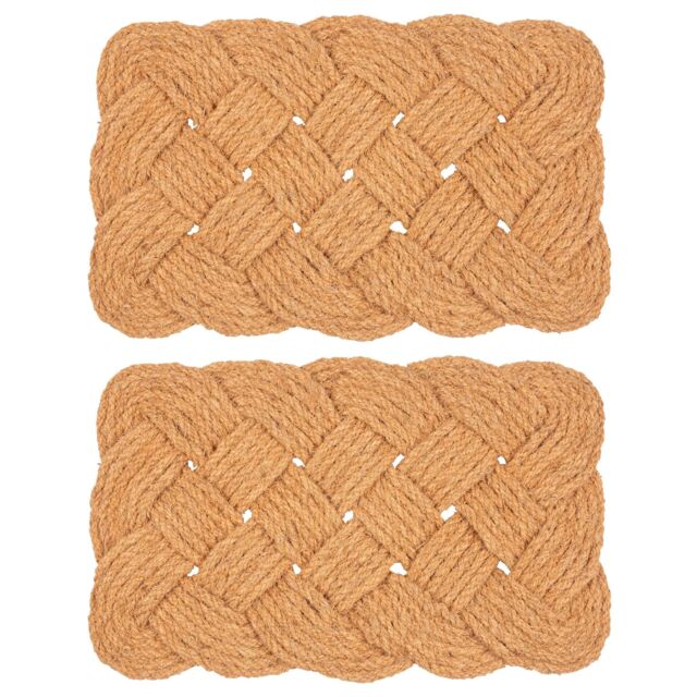 Nicola Spring Coir Knotted Door Mats - 68 x 43cm - Set of 2 in Brown - Size: 70 cm diameter - image 1