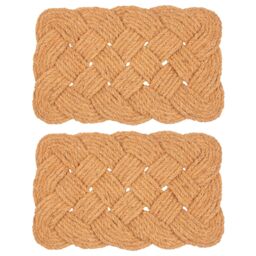 Nicola Spring Coir Knotted Door Mats - 68 x 43cm - Set of 2 in Brown - Size: 70 cm diameter - thumbnail 1