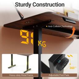 Costway Ergonomic Stand Up Desk 120x60CM Electric Standing Computer Desk in Black - Size: 120x60 cm - thumbnail 9