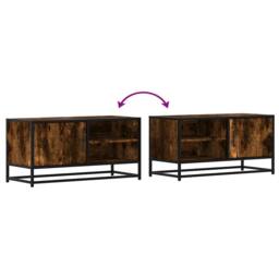 Berkfield Home TV Cabinet Smoked Oak 80x34.5x40 cm Engineered Wood & Metal in Brown - thumbnail 8