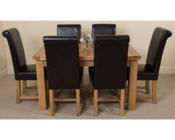 Thats Furniture Richmond 140-220cm Oak Extending Dining Table + 6 Washington Leather Chairs in Black - thumbnail 2