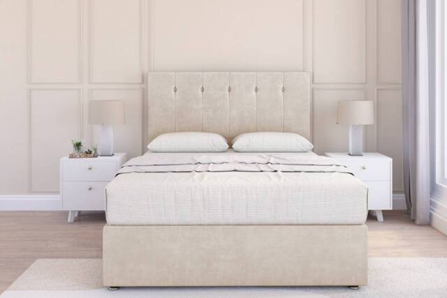"Sloomy Highbury Plush Divan Set 4 Drawers-54"" Headboard in Cream - Size: Small Double" - image 1