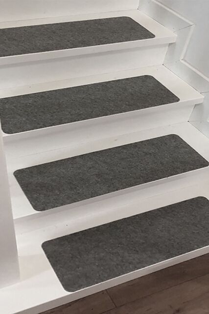 Living and Home 14 Pcs Non-Slip Self-Adhesive Stair Treads Slient (55 x 20 x 0.2cm) in Dark Grey - Size: 55 x 20 x 0.2 cm - image 1